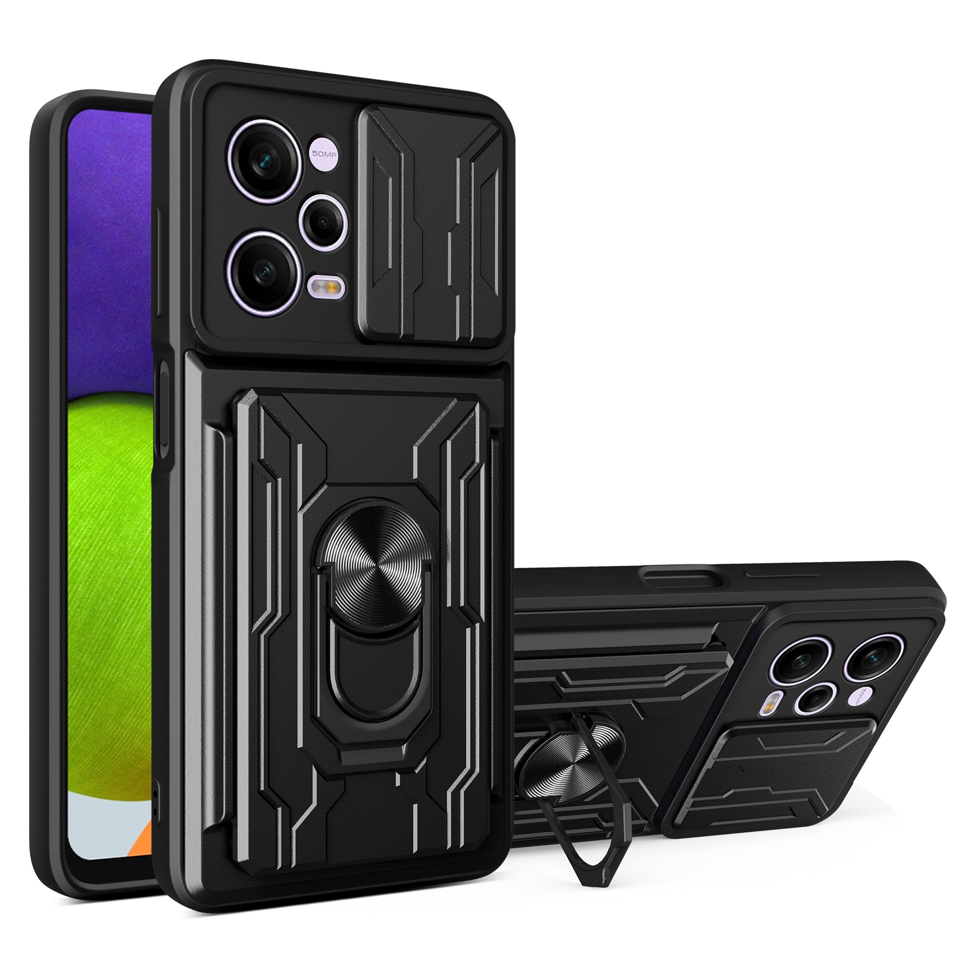 For Xiaomi Redmi Note 12 Pro 5G PU Leather Stand Wallet Cover Finger Ring Kickstand PC TPU Phone Case Slide Camera Protection Cover with Card Holder For Xiaomi Redmi Note 12 Pro 5G PU Leather Stand Wallet Cover Finger Ring Kickstand PC TPU Phone Case Slide Camera Protection Cover with Card Holder